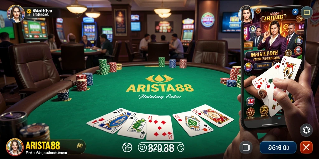 Screenshot gameplay ARISTA88 yang menampilkan aksi seru permainan poker.