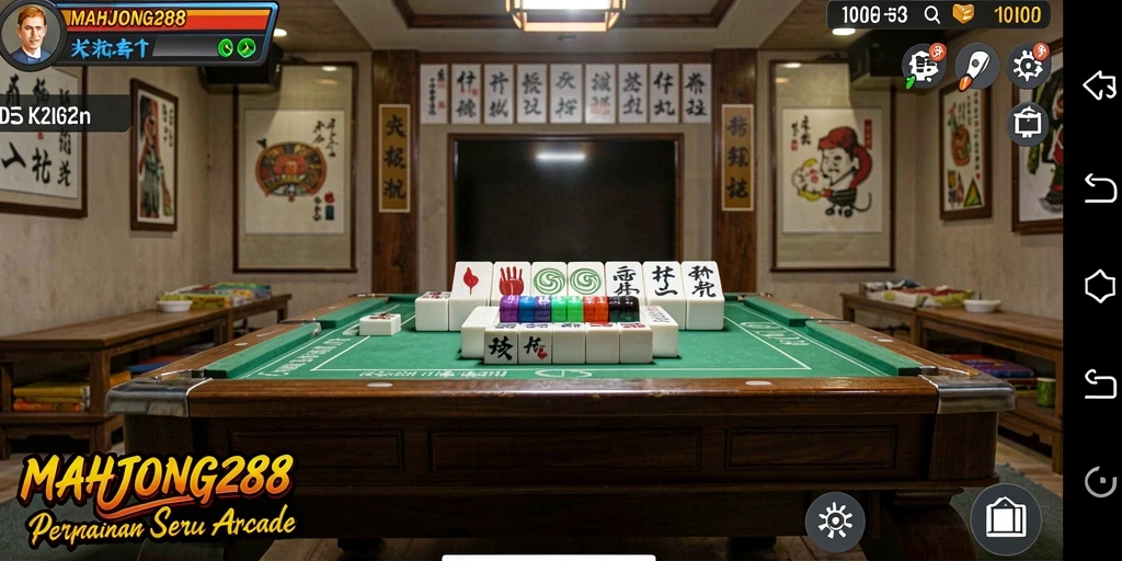 Tampilan menarik dari gameplay MAHJONG288 dengan nuansa arcade yang seru.