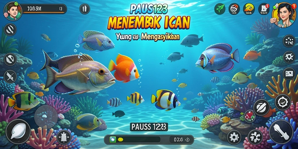 Screenshot PAUS123 menampilkan aksi menangkap ikan yang seru.
