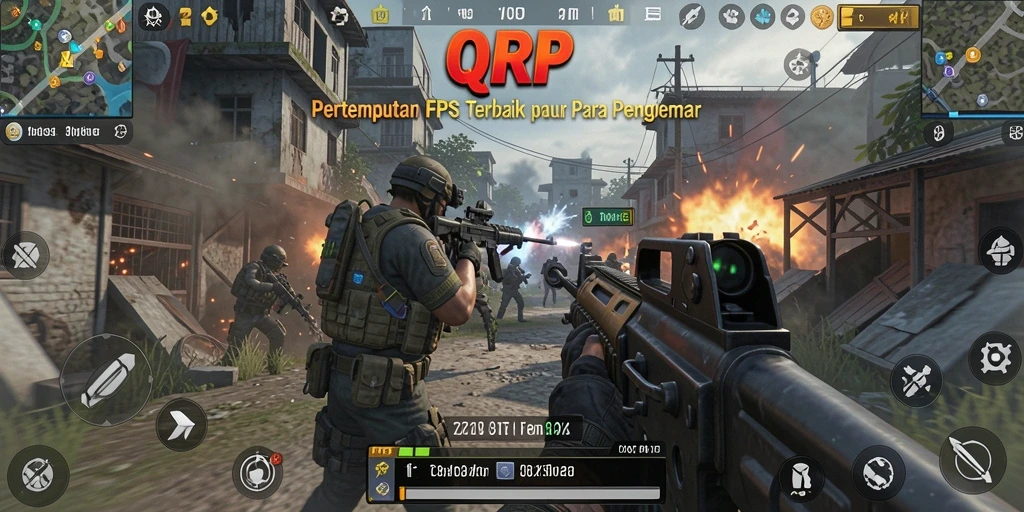Tampilan gameplay seru dari QQRP dengan aksi pertempuran FPS.
