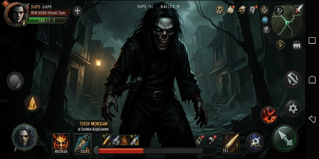 Tangkapan layar gameplay menampilkan kegelapan mencekam dalam SVIP5.