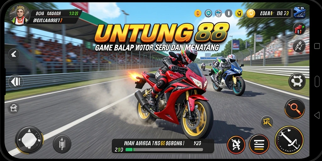 Screenshot gameplay UNTUNG88 dengan aksi balap motor seru.