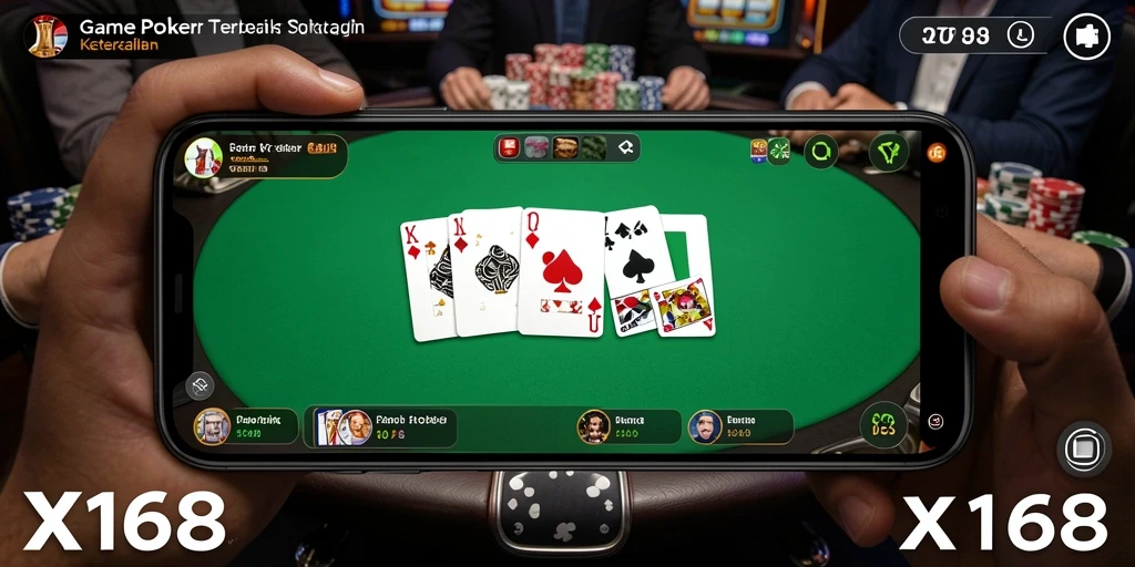 Tampilan gameplay Poker X168 yang seru dan mendebarkan.